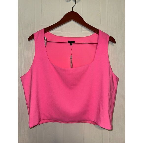 NWT Express Bright Pink Sleeveless Square Neck Crop Top Size XL - Picture 2 of 9